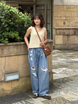 「MIRROR STOKE（ミラーストーク）のアイテム」を使った、木村 星南（せな）さん（レディース・162cm）の夏コーディネート