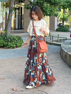 「eLur（エラー）の【eLur】ドッグプリントTシャツ（Tシャツ/カットソー）」を使った、木村 星南（せな）さん（レディース・162cm・20代）の夏コーディネート