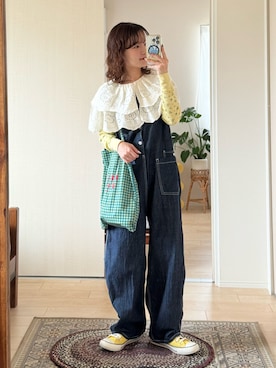 「アイテム（オールインワン・サロペット）」を使った、木村 星南（せな）さん（レディース・162cm・20代）の秋コーディネート