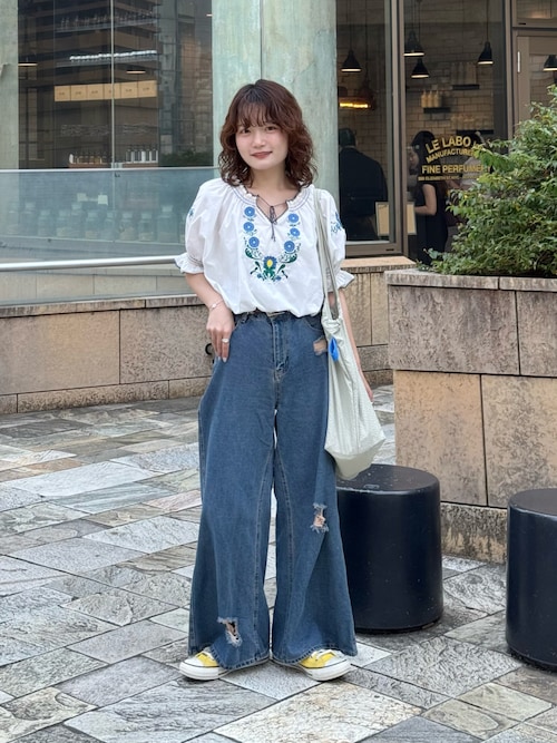 ダメージ加工 フレア デニム パンツ 韓国 カジュアル cr2622 クラッシュ デニムパンツ レディース ダメージ加工 フレア