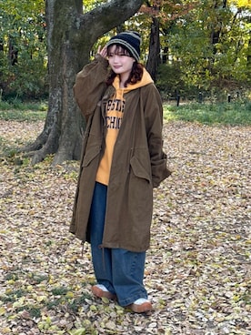 「アイテム（モッズコート）」を使った、木村 星南（せな）さん（レディース・162cm）の秋コーディネート