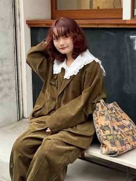 「アイテム（セットアップ）」を使った、木村 星南（せな）さん（レディース・162cm）の秋コーディネート