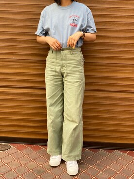 「VANS（バンズ）のVANS/バンズ M VANS SK8 SKULL S/S tee Tシャツ（Tシャツ/カットソー、ブルー系）」を使った、yuriさん（レディース・160cm）の夏コーディネート
