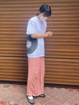 「ONKYOのアイテム（Tシャツ/カットソー、ホワイト系）」を使った、yuriさん（レディース・160cm）の夏コーディネート