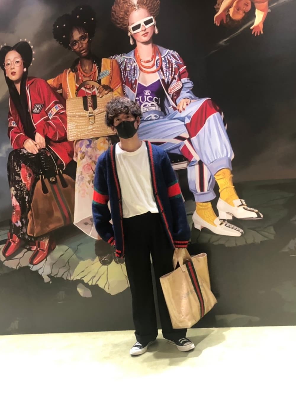 「GUCCI、だから秋服が好き、UNIQLO、COMME des GARCONS」｜「GUCCIのアイテム（カーディガン/ボレロ、ブルー系）」を使った、margeilaboyさん（メンズ・168cm）の秋コーディネートの1枚目の写真