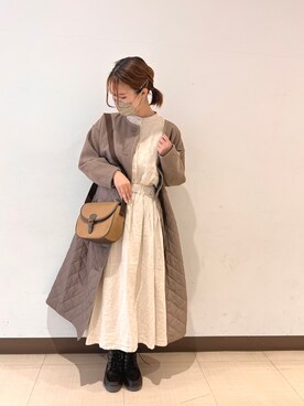 「Samansa Mos2（サマンサ モスモス）のアイテム（ノーカラーコート）」を使った、まよねーずさん（レディース・164cm）の秋コーディネート