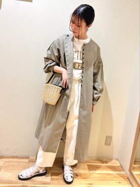 「Samansa Mos2（サマンサ モスモス）のアイテム（ノーカラーコート）」を使った、まよねーずさん（レディース・164cm）の春コーディネート