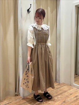 「スカラップ」｜「アイテム（ワンピース/ドレス）」を使った、まよねーずさん（レディース・164cm）の夏コーディネート