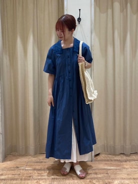 「ネイビー×ホワイト」｜「アイテム（サンダル）」を使った、まよねーずさん（レディース・164cm）の夏コーディネート