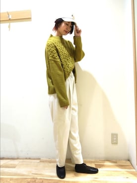 「マスタード」｜「アイテム（帽子）」を使った、まよねーずさん（レディース・164cm）の秋コーディネート