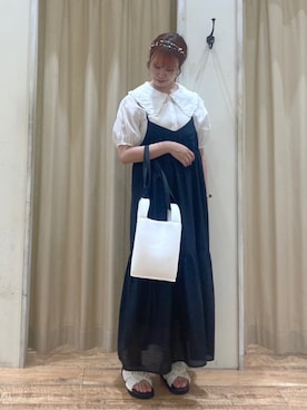 「ehka sopo（エヘカソポ）のくしゅくしゅギンガム厚底サンダル（サンダル）」を使った、まよねーずさん（レディース・164cm）の夏コーディネート