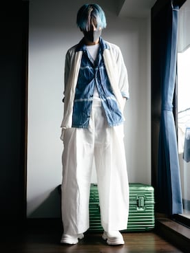 「アイテム（ノーカラージャケット）」を使った、wearunitさん（メンズ・172cm）の夏コーディネート