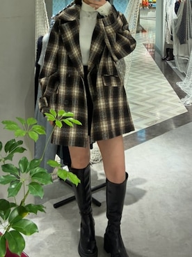 「アイテム（ピーコート）」を使った、MAIさん（レディース・157cm）の冬コーディネート