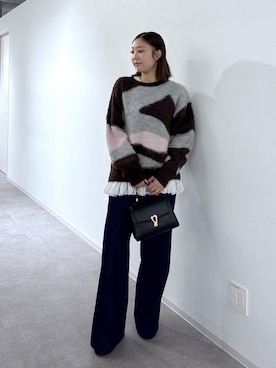 「FREE'S MART（フリーズマート）のフロントポケットソフトバギーデニム（デニムパンツ）」を使った、MAIさん（レディース・157cm）の秋コーディネート