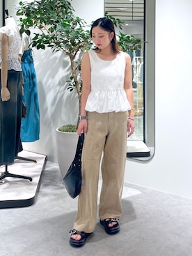 「FREE'S MART（フリーズマート）のハーフムーンバッグ（ハンドバッグ）」を使った、MAIさん（レディース・157cm）の夏コーディネート