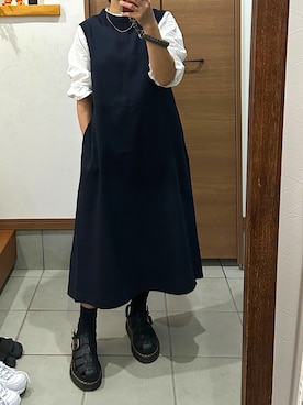 「アイテム（ジャンパースカート）」を使った、CHBIHAHA(チビ母/低身長コーデ)さん（レディース・148cm）の秋コーディネート