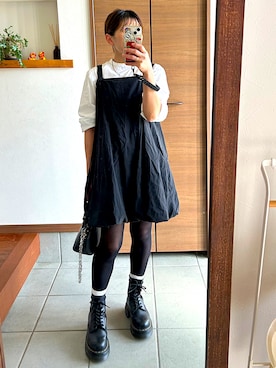 「mystic（ミスティック）のアイテム（ワンピース）」を使った、CHBIHAHA(チビ母/低身長コーデ)さん（レディース・148cm）の秋コーディネート