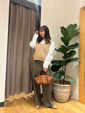 「URBAN RESEARCH（アーバンリサーチ）のバンドカラーコットンストライプシャツ（Tシャツ/カットソー）」を使った、karinさん（レディース・155cm）の秋コーディネート