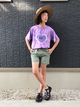 「coca（coca）（コカ）のアイテム（帽子）」を使った、kanaさん（キッズ・148cm）の夏コーディネート