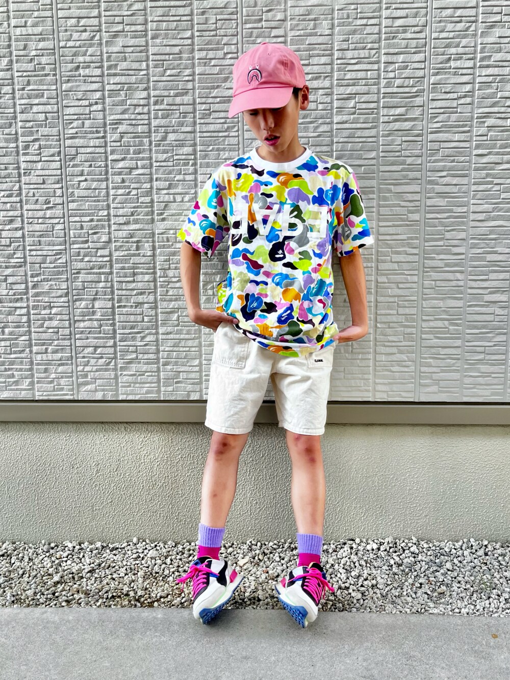 A BATHING APE　カットソー　マルチカモ A BATHING APE アベイシングエイプ MULTI CAMO SHARK WIDE L/S