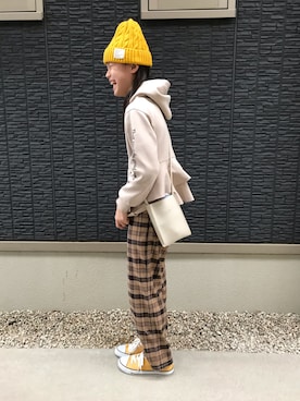 「チェック柄に恋してる」｜「アイテム（パーカー）」を使った、kanaさん（キッズ・145cm）の春コーディネート