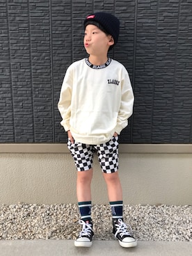 「ZOZOKIDSDAY」｜「アイテム（ニットキャップ/ビーニー）」を使った、kanaさん（キッズ・125cm）の春コーディネート