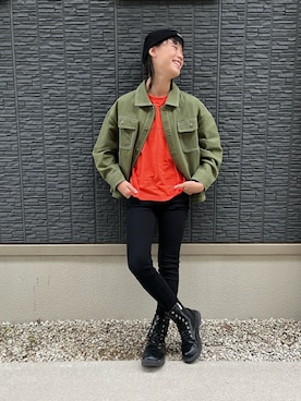 「アイテム（ニットキャップ/ビーニー、ブラック系）」を使った、kanaさん（キッズ・152cm）の秋コーディネート