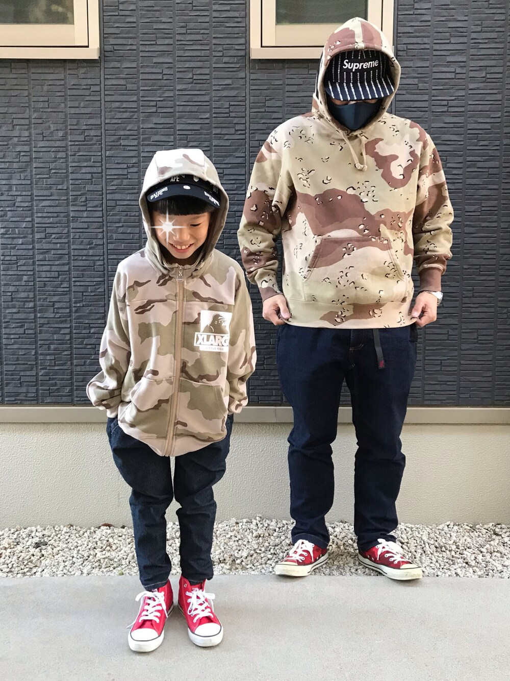 Supreme のパーカーを使った「迷彩」の人気ファッションコーディネート