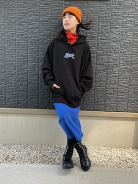 「アイテム（ブーツ、ブラック系）」を使った、kanaさん（キッズ・154cm）の冬コーディネート