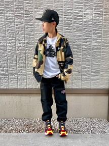 A BATHING APEのナイロンジャケットを使ったキッズ人気ファッション