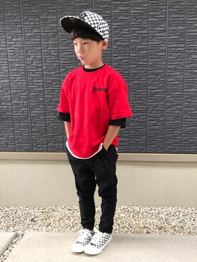 「ZOZOKIDSDAY」｜「アイテム（キャップ）」を使った、kanaさん（キッズ・126cm）の春コーディネート