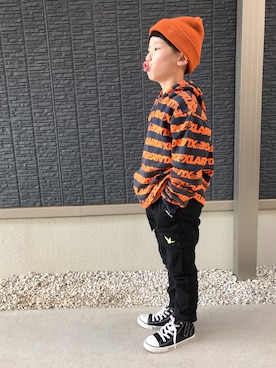 「ZOZOKIDSDAY」｜「アイテム（ニットキャップ/ビーニー）」を使った、kanaさん（キッズ・125cm）の春コーディネート