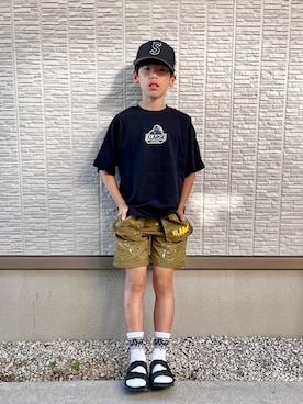 「ハーフパンツ」｜「アイテム（グリーン系）」を使った、kanaさん（キッズ・142cm）の夏コーディネート