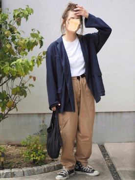 「Graphpaper（グラフペーパー）のアイテム（パンツ）」を使った、haruaya77さん（レディース・154cm）の秋コーディネート