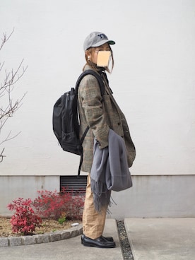 「Graphpaper（グラフペーパー）のアイテム（パンツ）」を使った、haruaya77さん（レディース・154cm）の冬コーディネート
