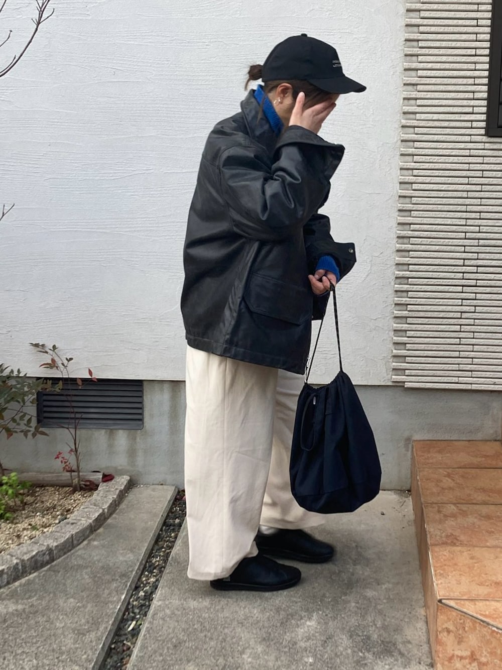 UNISEX》Buffalo Crack Leather Prime-Over Single Rider Collared