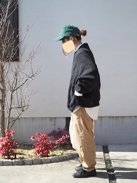 「Graphpaper（グラフペーパー）のアイテム（パンツ）」を使った、haruaya77さん（レディース・154cm）の冬コーディネート