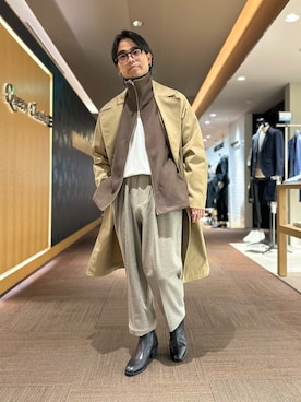 「abahouse」｜「アイテム（トレンチコート）」を使った、k.tsukaharaさん（メンズ・164cm）の冬コーディネート