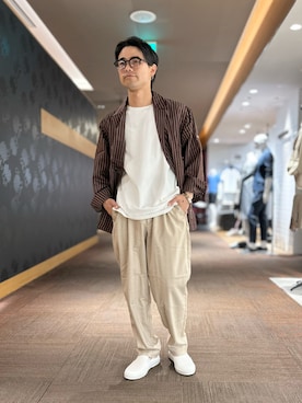 「シャツジャケット」｜「アイテム（スリッポン）」を使った、k.tsukaharaさん（メンズ・164cm）の夏コーディネート