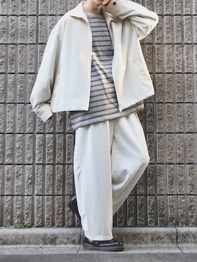 「はじめましてコーデ」｜「アイテム（ブルゾン）」を使った、桜江しゅう さん（メンズ・180cm）の春コーディネート