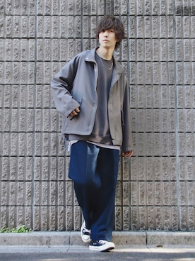 「ごきげんウィーク」｜「アイテム（ブルゾン）」を使った、桜江しゅう さん（メンズ・180cm）の春コーディネート
