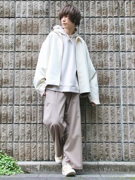 「JUNRED（ジュンレッド）のアイテム（パーカー）」を使った、桜江しゅう さん（メンズ・180cm）の秋コーディネート