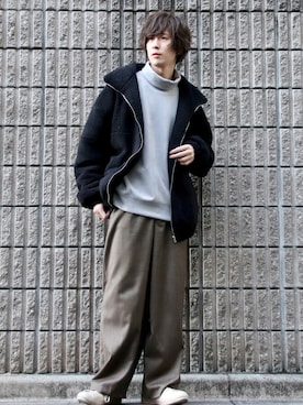 「MinoriTY（マイノリティ）のアイテム（ブルゾン）」を使った、桜江しゅう さん（メンズ・180cm）の冬コーディネート