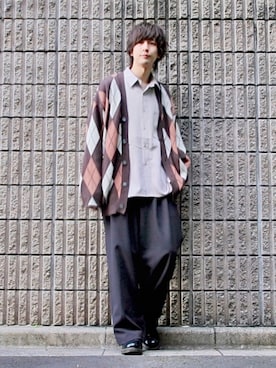 「WYM × ATTACHMENT（ウィム×アタッチメント）のアイテム」を使った、桜江しゅう さん（メンズ・180cm）の秋コーディネート