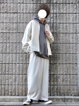 「アイテム（ブルゾン、ホワイト系）」を使った、桜江しゅう さん（メンズ・180cm）の冬コーディネート