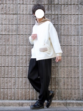 「DOOPZ（ドープス）のカフスイージーパンツ(セットアップ可)（その他パンツ）」を使った、桜江しゅう さん（メンズ・180cm）の冬コーディネート