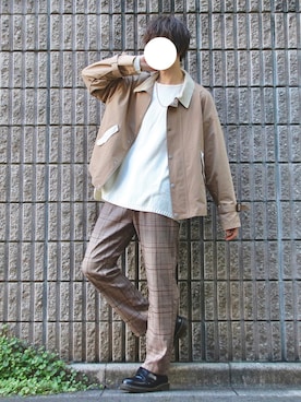 「epnok（エプノック）のアイテム（ブルゾン）」を使った、桜江しゅう さん（メンズ・180cm）の秋コーディネート