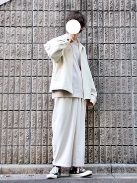 「アイテム（ブルゾン、ホワイト系）」を使った、桜江しゅう さん（メンズ・180cm）の春コーディネート