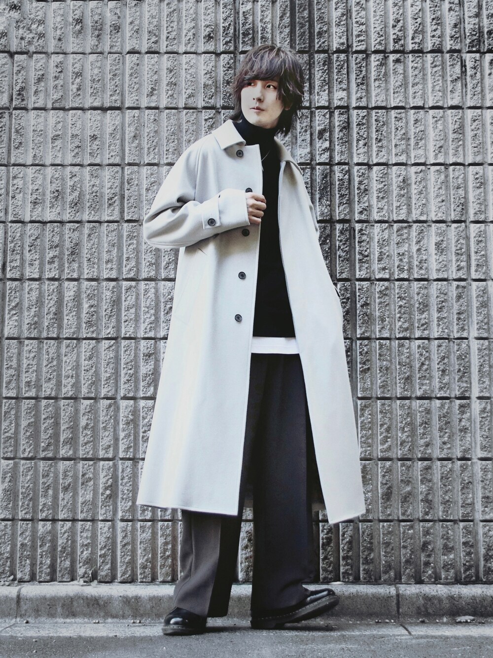 超撥水スーパー140Sステンカラーコートを使ったメンズ人気ファッション