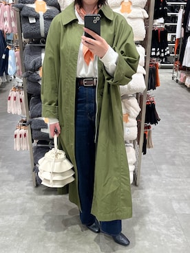 「BLACK BY MOUSSY（ブラックバイマウジー）のアイテム（ステンカラーコート）」を使った、pennnennさん（レディース・165cm）の秋コーディネート